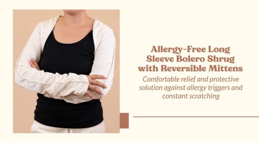 Allergy-Free Comfortable Long Sleeve Bolero Shrug | Cropped Cardigan Arm Sleeves with Reversible Mittens for Adult - Image 6
