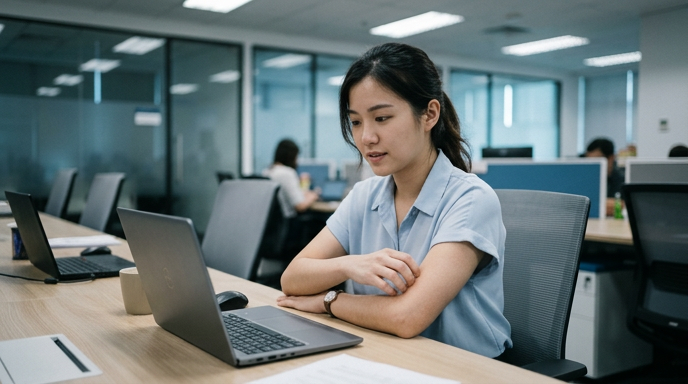 Above: Unconsciously scratching arms in a dry air-conditioned office